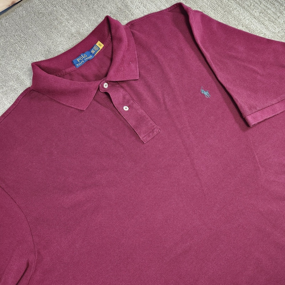 Polo Ralph Lauren Shirt Men 4XLT Iconic Mesh Polo Cotton Red Wealth Luxury‎ Pony